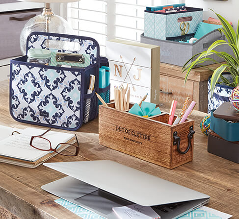 products on display in a bench