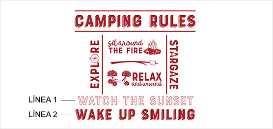 Ejemplo de estampado de reglas del campamento