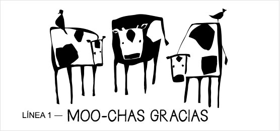 Ejemplo de estampado de trío de vacas