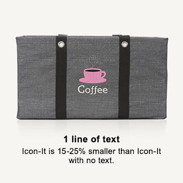 1 line of text - Icon-it is 15-25% smaller than Icon-It with no text.